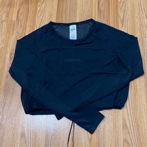 Gymshark crop drawstring long sleeve workout top